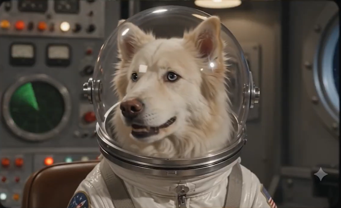 Close-up portrait of Commander Kody in a glass astronaut helmet